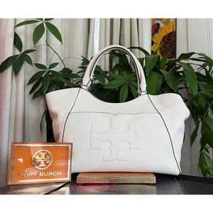 ♦️AUTHENTIC TORY BURCH WINTER WHITE BOMBE SATCHEL//SHOWS SOME WEAR NOTED IN PICS